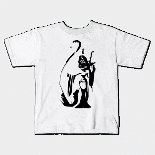 Harp Magician minimal silhouette white Kids T-Shirt